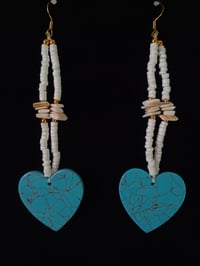 Image 2 of #1003 turquoise heart dangles
