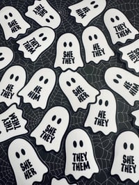 Image 1 of Mini Pronoun Ghosts - 3 Pack Stickers Set