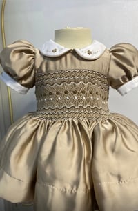 Gold front & back smocked dress