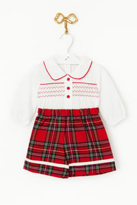 Boys tartan smocked short set