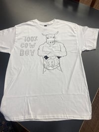 Image 2 of 100% Cow Boy Hand Drawn Tshirt