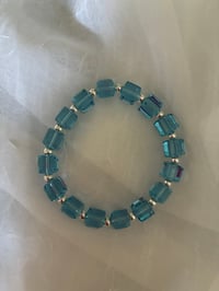 Blue Swarovski crystal cube bracelet 