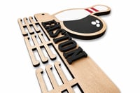 Image 2 of Personalized Bowling Medal Hanger | Custom Bowling Medal Display | Wooden Medal Holder with Name