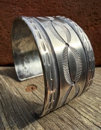 Image 5 of WL&A Handmade Ingot Old Style Sunburst Cuff - 1 1/8 width - Size 7 to 7.5" Wrist