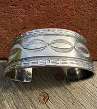 Image 3 of WL&A Handmade Ingot Old Style Sunburst Cuff - 1 1/8 width - Size 7 to 7.5" Wrist