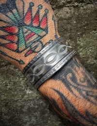 Image 6 of WL&A Handmade Ingot Old Style Sunburst Cuff - 1 1/8 width - Size 7 to 7.5" Wrist