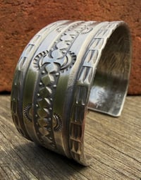 Image 5 of WL&A Handmade Ingot Old Style Harvest Cuff - 1 1/8 width - Size 7 to 7.5" Wrist