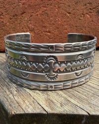 Image 2 of WL&A Handmade Ingot Old Style Harvest Cuff - 1 1/8 width - Size 7 to 7.5" Wrist