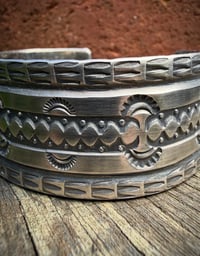 Image 4 of WL&A Handmade Ingot Old Style Harvest Cuff - 1 1/8 width - Size 7 to 7.5" Wrist
