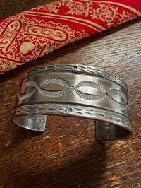 Image 1 of WL&A Handmade Ingot Old Style Sunburst Cuff - 1 1/8 width - Size 7 to 7.5" Wrist
