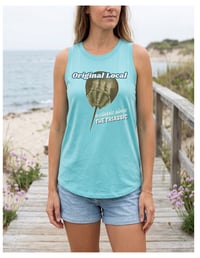Image 1 of Seafoam Green Women's Cotton Tank Top - "Original Local - A Classic Since the Triassic" 