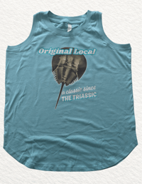 Image 2 of Seafoam Green Women's Cotton Tank Top - "Original Local - A Classic Since the Triassic" 
