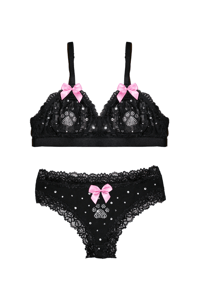 PUP STAR RHINESTONED LACE BRALETTE SET