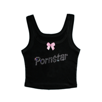 QUEEN OF THE DAMN RHINESTONE SCOOP NECK TOP