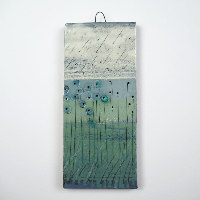 Small Ceramic Hanging Tile, Seed-heads, Nature Inspired