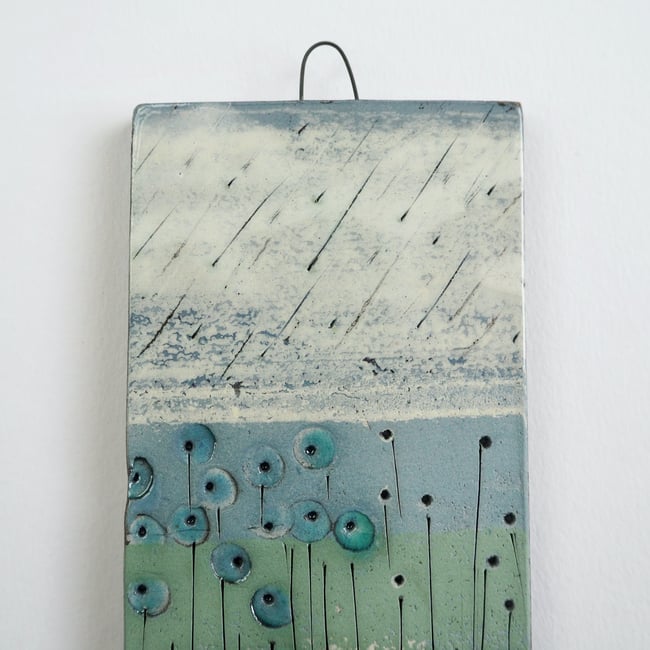 Small Ceramic Hanging Tile, Seed-heads, Nature Inspired