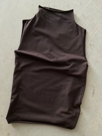 High Neck Tank Top  — Chocolate Brown cotton 