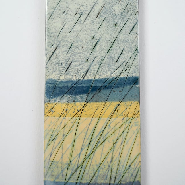 Small Ceramic Hanging Tile, Yellow Grasses, Inspired by Nature