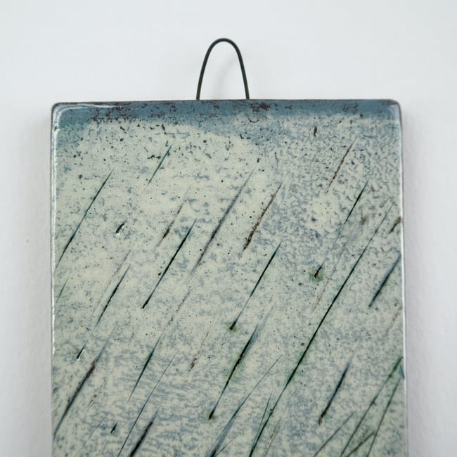 Small Ceramic Hanging Tile, Yellow Grasses, Inspired by Nature
