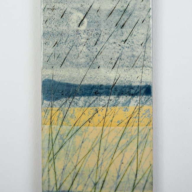 Small Ceramic Hanging Tile, Yellow Grasses, Inspired by Landscape