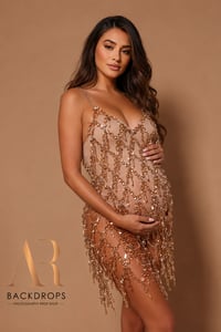 Image 5 of Sasha acrylic dress in gold 