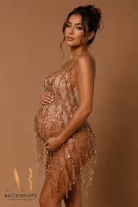 Image 6 of Sasha acrylic dress in gold 