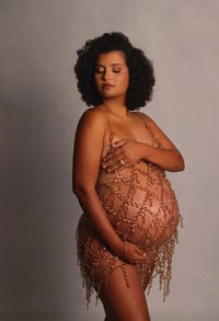 Image 3 of Sasha acrylic dress in gold 