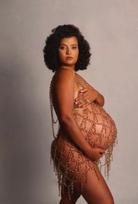 Image 1 of Sasha acrylic dress in gold 