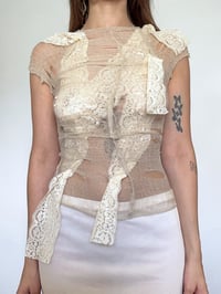 Image 1 of Lace Beige Distressed top