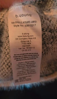Image 7 of b.young Bynolle Fluffy Jacquard Jumper Black & Cream – Size Small