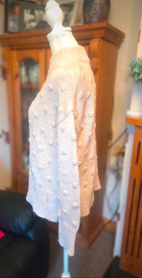 Image 3 of   Pieces Blush Pink Bobble Knit Roll Neck Jumper – Size 6