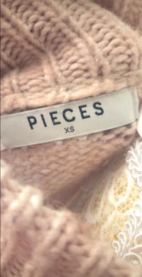 Image 6 of   Pieces Blush Pink Bobble Knit Roll Neck Jumper – Size 6