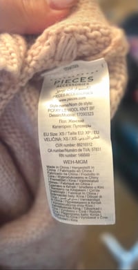 Image 7 of   Pieces Blush Pink Bobble Knit Roll Neck Jumper – Size 6