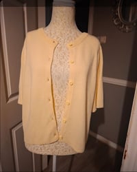 Image 2 of Savida Lemon Yellow Button Knit Cardigan – Size M / UK 12