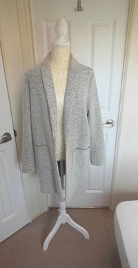 Image 3 of Dunnes Grey Marl Longline Cardigan Jacket – Size 10