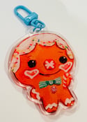 Frosted Gingerbread with Candycane - keychain/charm