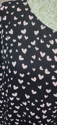 Image 4 of H&M Divided Black & Pink Heart Print Blouse – UK 16