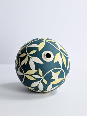 Image of Emerald, Yellow & White Leaf Vessel 
