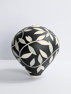 Image of Black, Grey & White Leaf Vessel 