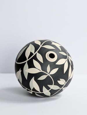 Image of Black, Grey & White Leaf Vessel 