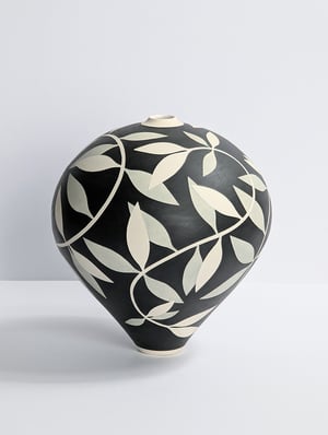 Image of Black, Grey & White Leaf Vessel 