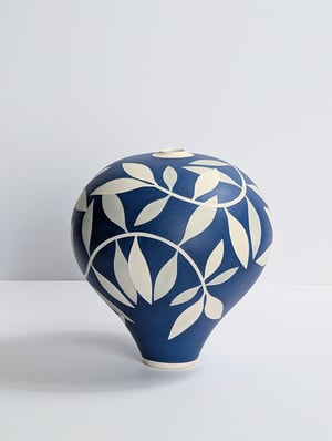 Image of Blue, Grey & White Leaf Vessel
