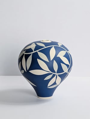 Image of Blue, Grey & White Leaf Vessel