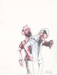 Image 2 of Untitled Sketchbook Drawing - Charcoal and Soft Pastels on Paper 