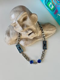 Image 4 of Lawrence│Microchip Circuit Board Choker Necklace with Sapphire Glass Stones –Tech Jewelry