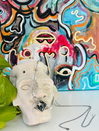 Image 4 of Rosedale│Microchip Circuit Board Pendant Choker – Beaded Stainless Steel Chain 