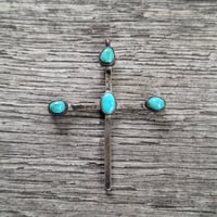 Image 1 of Vintage Large Silver Turquoise Cross Pendant, c. 50s-70s