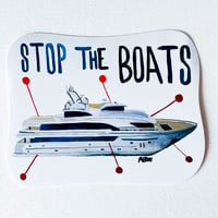 STOP THE BOATS STICKER
