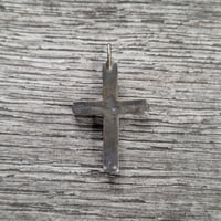 Image 4 of Vintage Small Silver Turquoise Cross Pendant, c. 50-70s