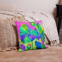 Image 5 of Reversible Throw Pillow Cover - "Sunset Botanical / Neon Bird of Paradise